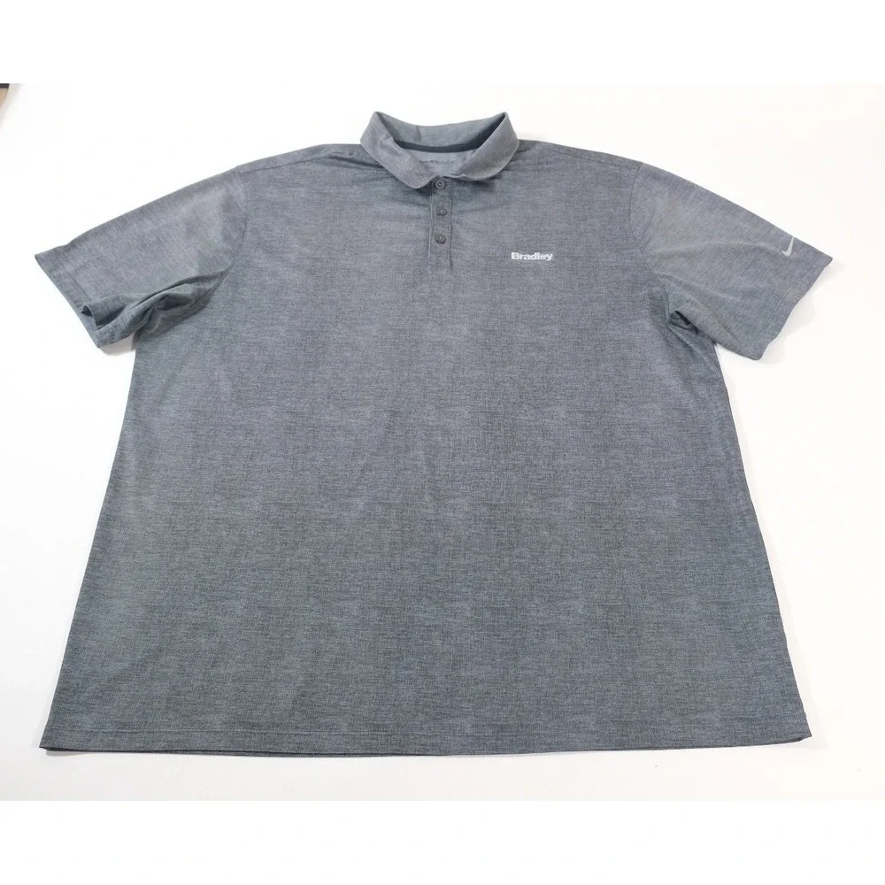 Nike Polo Shirt Mens XXL Gray Nike Golf Dri-Fit Bradley Corporate Logo Short Slv